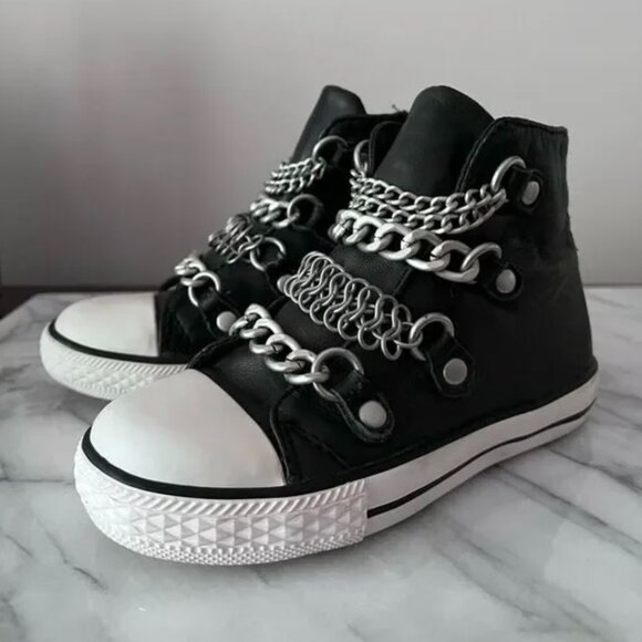 ASH Kids Chain Detail Leather Zip UP Sneakers 27 - Picture 1 of 1